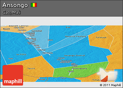 Political Panoramic Map of Ansongo, political shades outside