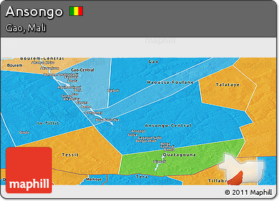 Political Panoramic Map of Ansongo, political shades outside