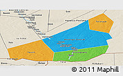 Political Panoramic Map of Ansongo, shaded relief outside