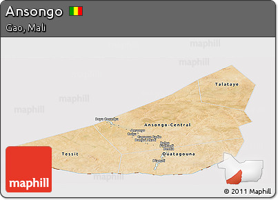 Satellite Panoramic Map of Ansongo, cropped outside