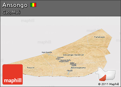 Satellite Panoramic Map of Ansongo, cropped outside