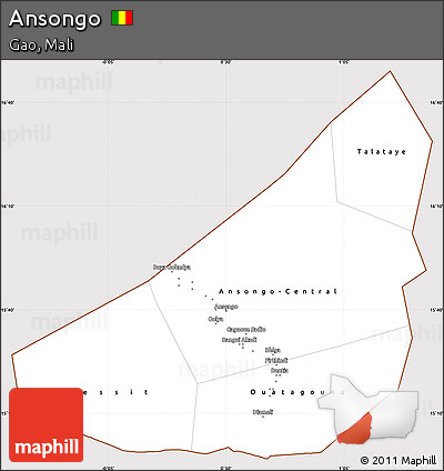 Classic Style Simple Map of Ansongo, cropped outside
