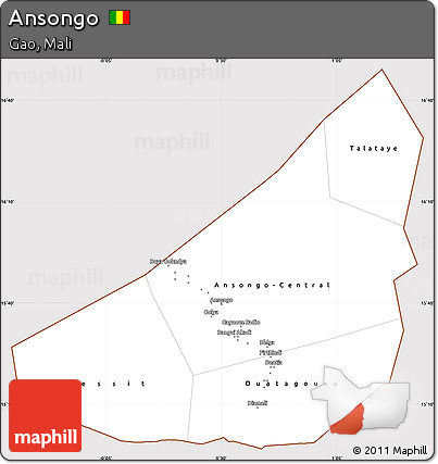 Classic Style Simple Map of Ansongo, cropped outside