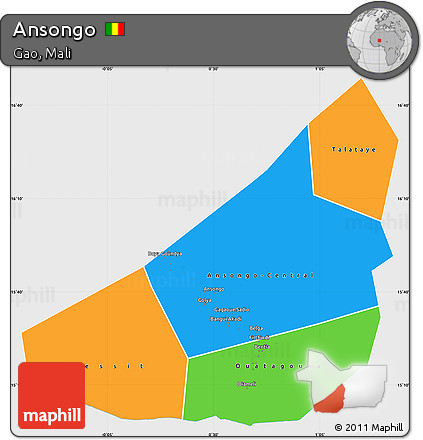Political Simple Map of Ansongo, single color outside