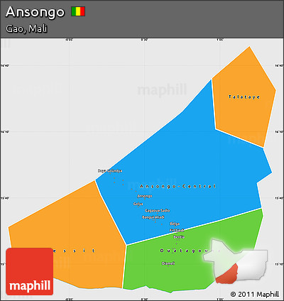 Political Simple Map of Ansongo, single color outside
