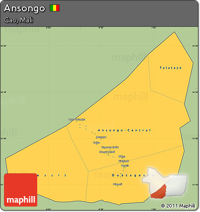 Savanna Style Simple Map of Ansongo, cropped outside