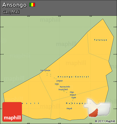 Savanna Style Simple Map of Ansongo, cropped outside