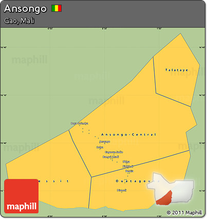 Savanna Style Simple Map of Ansongo, single color outside
