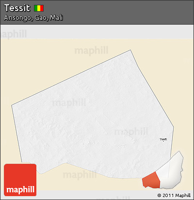 Classic Style 3D Map of Tessit, single color outside