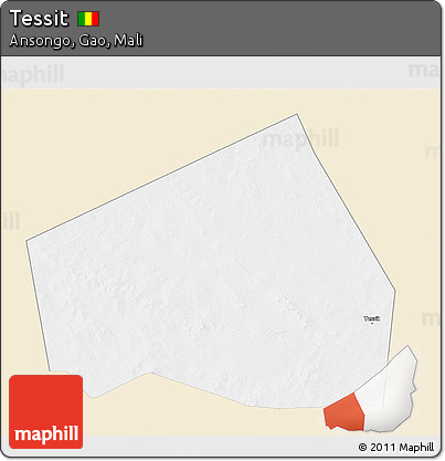 Classic Style 3D Map of Tessit, single color outside
