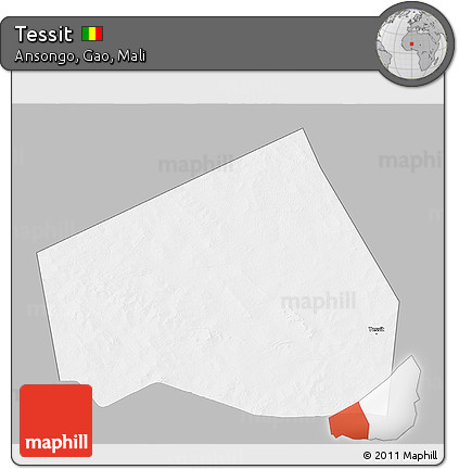 Gray 3D Map of Tessit, single color outside