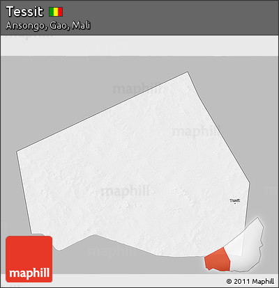 Gray 3D Map of Tessit, single color outside