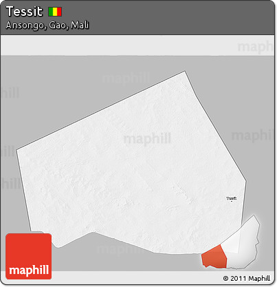 Gray 3D Map of Tessit, single color outside