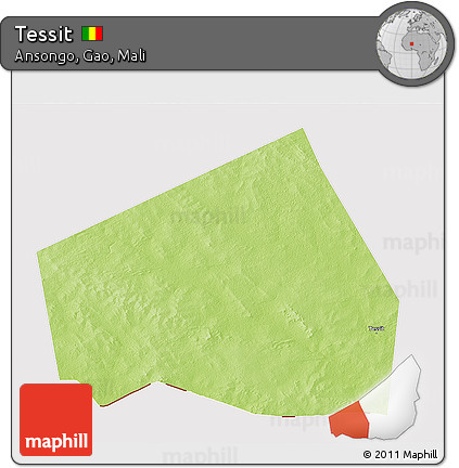 Physical 3D Map of Tessit, cropped outside