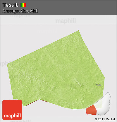 Physical 3D Map of Tessit, cropped outside