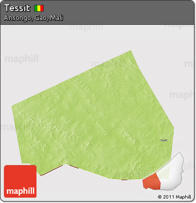 Physical 3D Map of Tessit, cropped outside