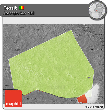 Physical 3D Map of Tessit, darken, desaturated