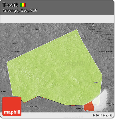 Physical 3D Map of Tessit, darken, desaturated