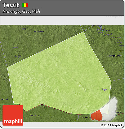 Physical 3D Map of Tessit, darken