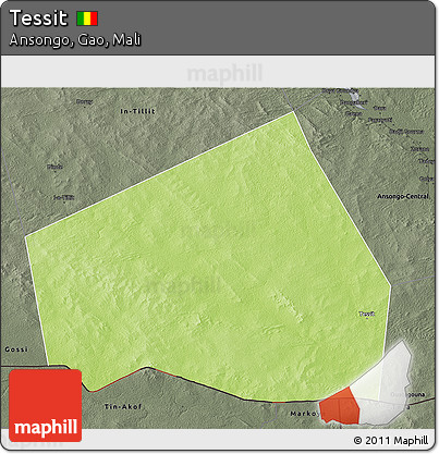 Physical 3D Map of Tessit, darken, semi-desaturated