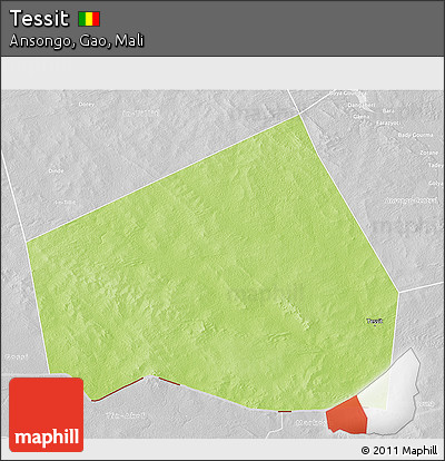 Physical 3D Map of Tessit, lighten, desaturated