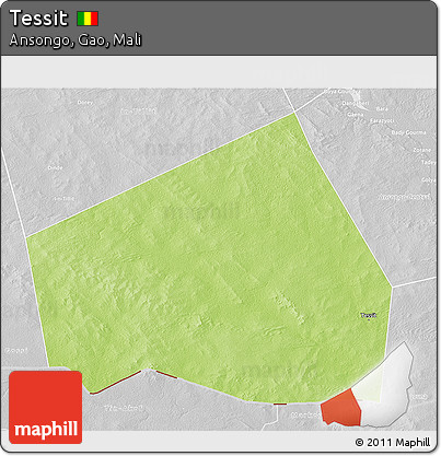 Physical 3D Map of Tessit, lighten, desaturated