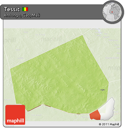 Physical 3D Map of Tessit, lighten
