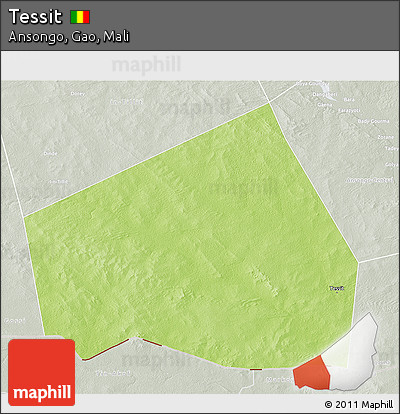 Physical 3D Map of Tessit, lighten, semi-desaturated