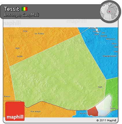 Physical 3D Map of Tessit, political outside