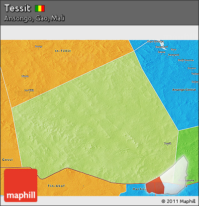 Physical 3D Map of Tessit, political outside