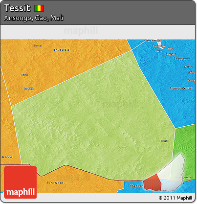 Physical 3D Map of Tessit, political outside