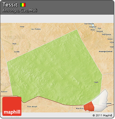 Physical 3D Map of Tessit, satellite outside