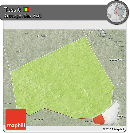 Physical 3D Map of Tessit, semi-desaturated
