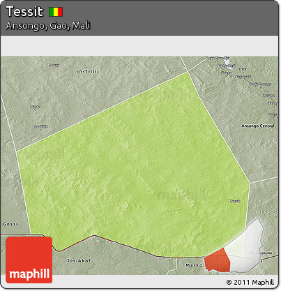 Physical 3D Map of Tessit, semi-desaturated