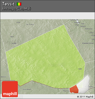 Physical 3D Map of Tessit, semi-desaturated