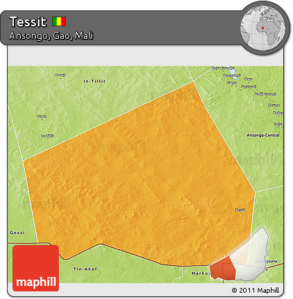 Political 3D Map of Tessit, physical outside