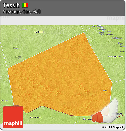 Political 3D Map of Tessit, physical outside