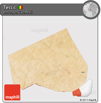 Satellite 3D Map of Tessit, cropped outside
