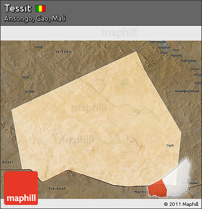Satellite 3D Map of Tessit, darken