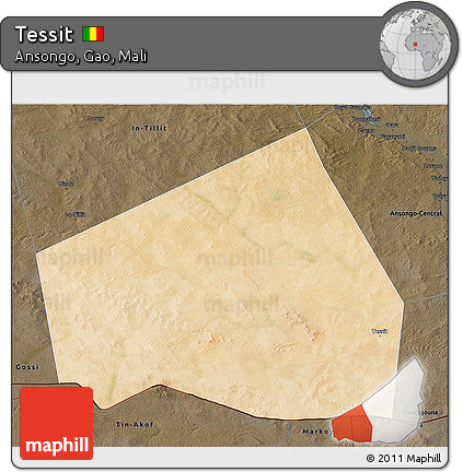 Satellite 3D Map of Tessit, darken