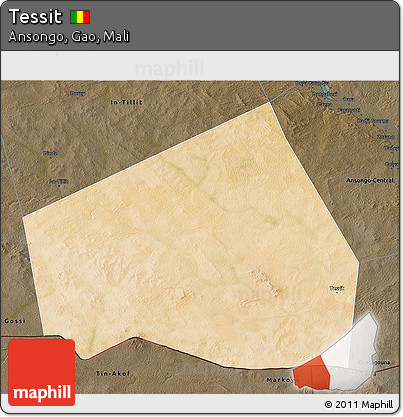 Satellite 3D Map of Tessit, darken