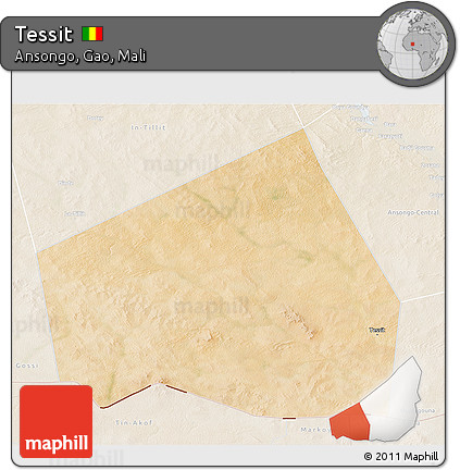 Satellite 3D Map of Tessit, lighten
