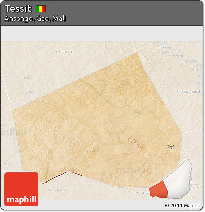 Satellite 3D Map of Tessit, lighten