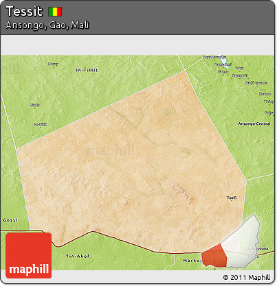 Satellite 3D Map of Tessit, physical outside