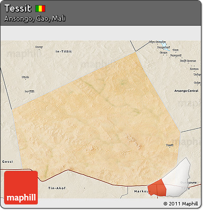 Satellite 3D Map of Tessit, shaded relief outside