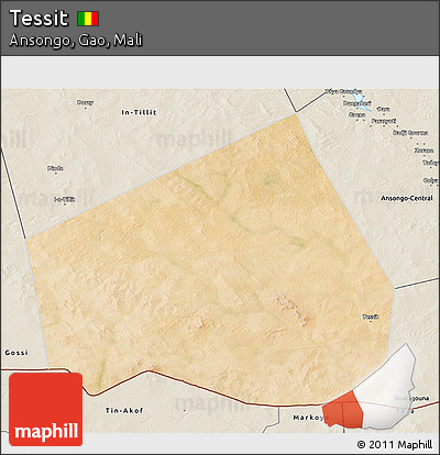 Satellite 3D Map of Tessit, shaded relief outside