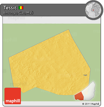 Savanna Style 3D Map of Tessit, single color outside