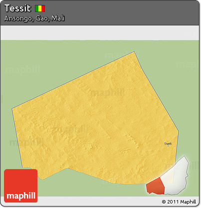Savanna Style 3D Map of Tessit, single color outside