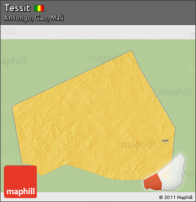Savanna Style 3D Map of Tessit, single color outside