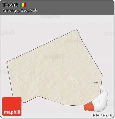 Shaded Relief 3D Map of Tessit, cropped outside